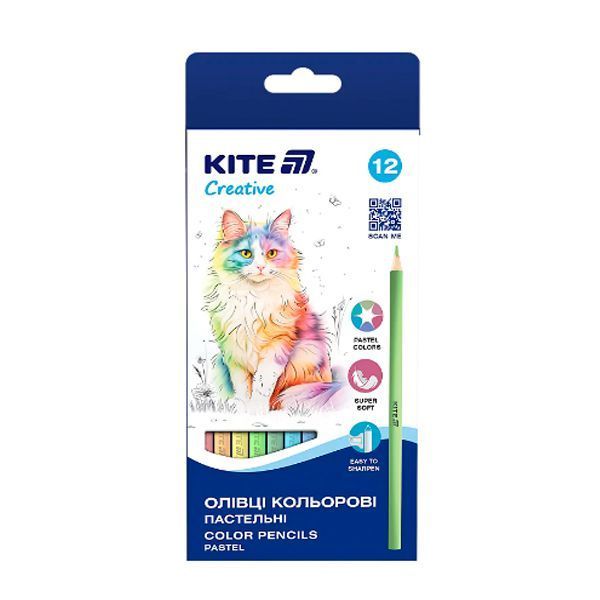 Олівці 12 кольорів Kite Creative Pastel K-451 645500 фото Олівці 12 кольорів Kite Creative Pastel K-451 645500 фото