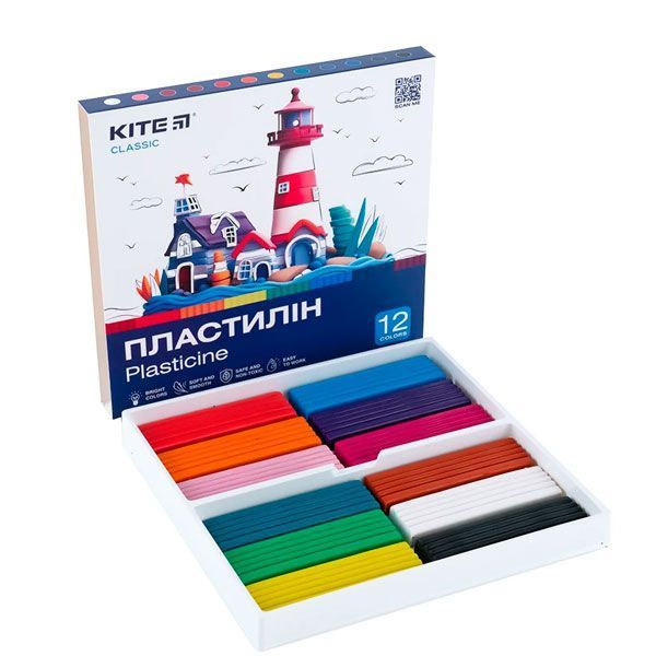 Пластилін 12кольорів Kite K-1086 Kite Classic 240г ** 639627 фото Пластилін 12кольорів Kite K-1086 Kite Classic 240г ** 639627 фото