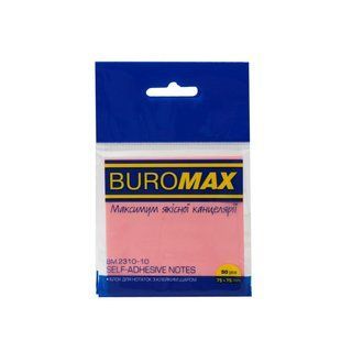 Блок паперу з клейким шаром 75х75х50аркушів BuroMAX 2310-10 пластиковий прозорий рожевий 636359 фото
