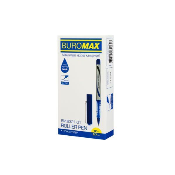 Ручка ролер BuroMax 8321-01 0.7 мм синя 643963 фото